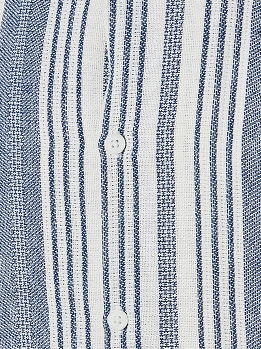 Regular Fit Camp Collar Striped Short Sleeves Shirt