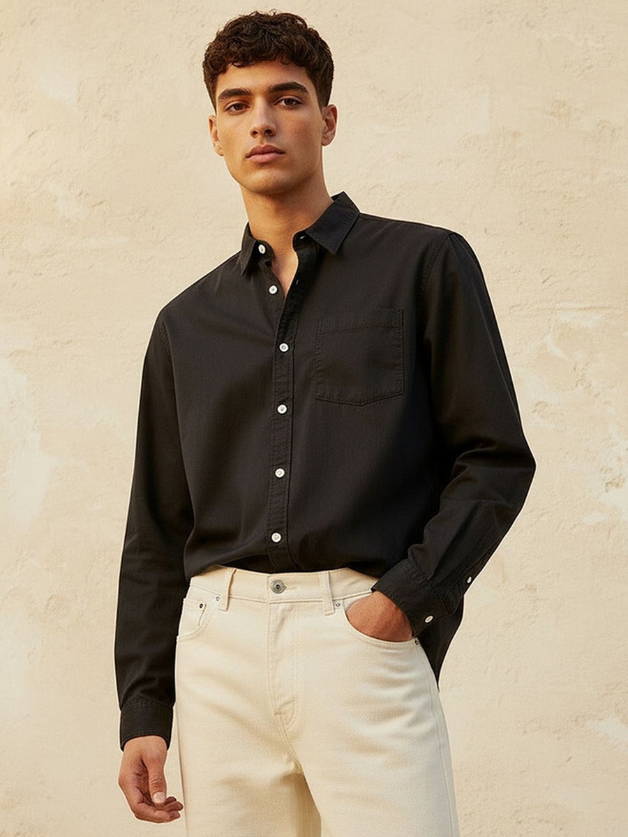 Regular Fit Collared Long Sleeves Shirt
