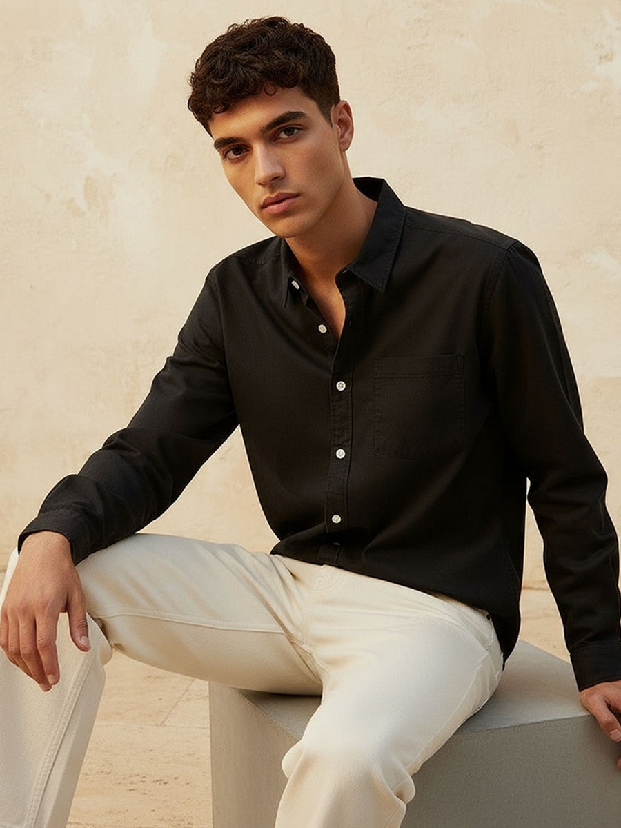 Regular Fit Collared Long Sleeves Shirt