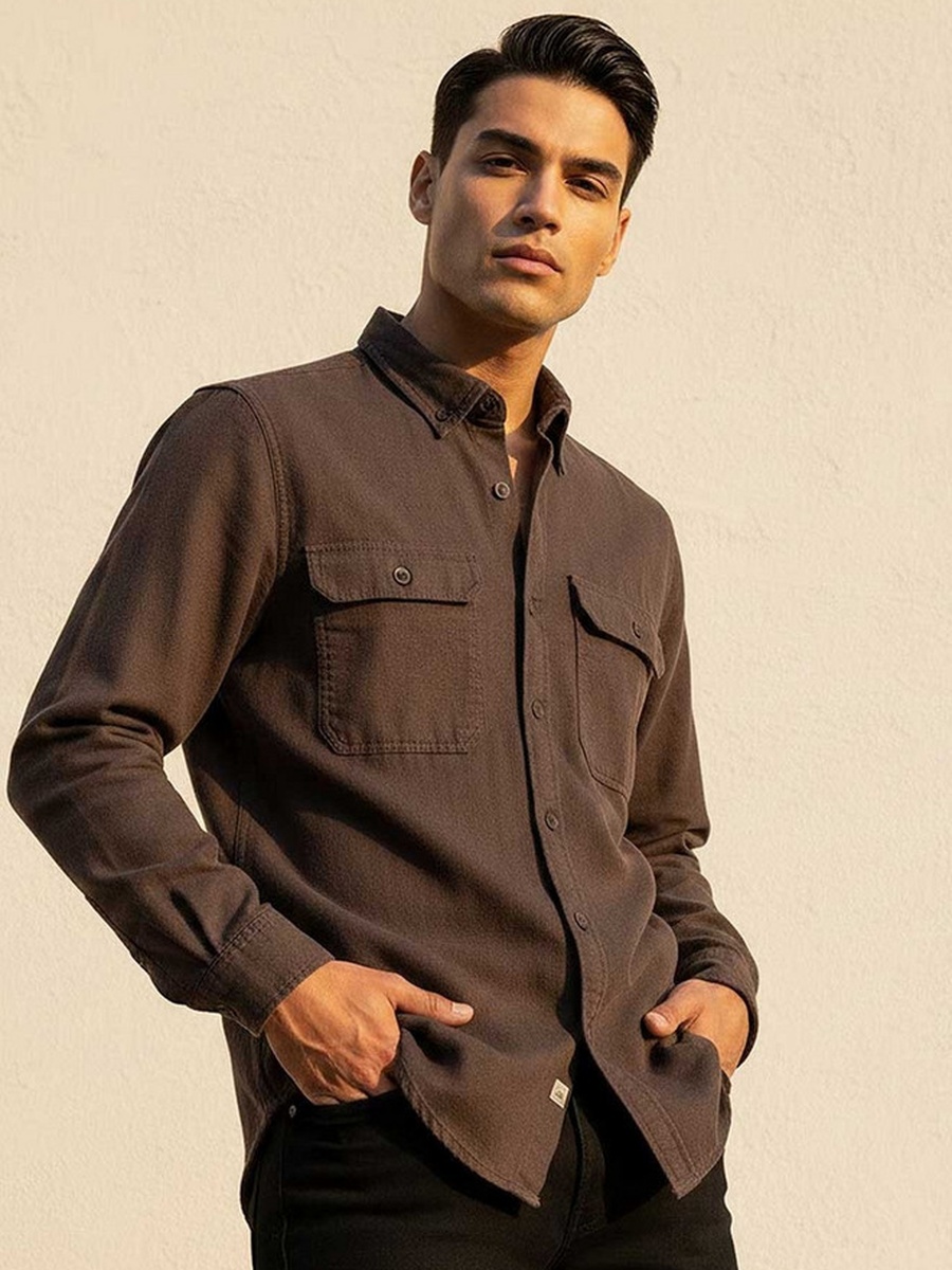 Button-Down Collar Long Sleeves Shirt
