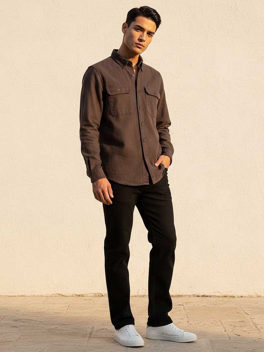 Button-Down Collar Long Sleeves Shirt