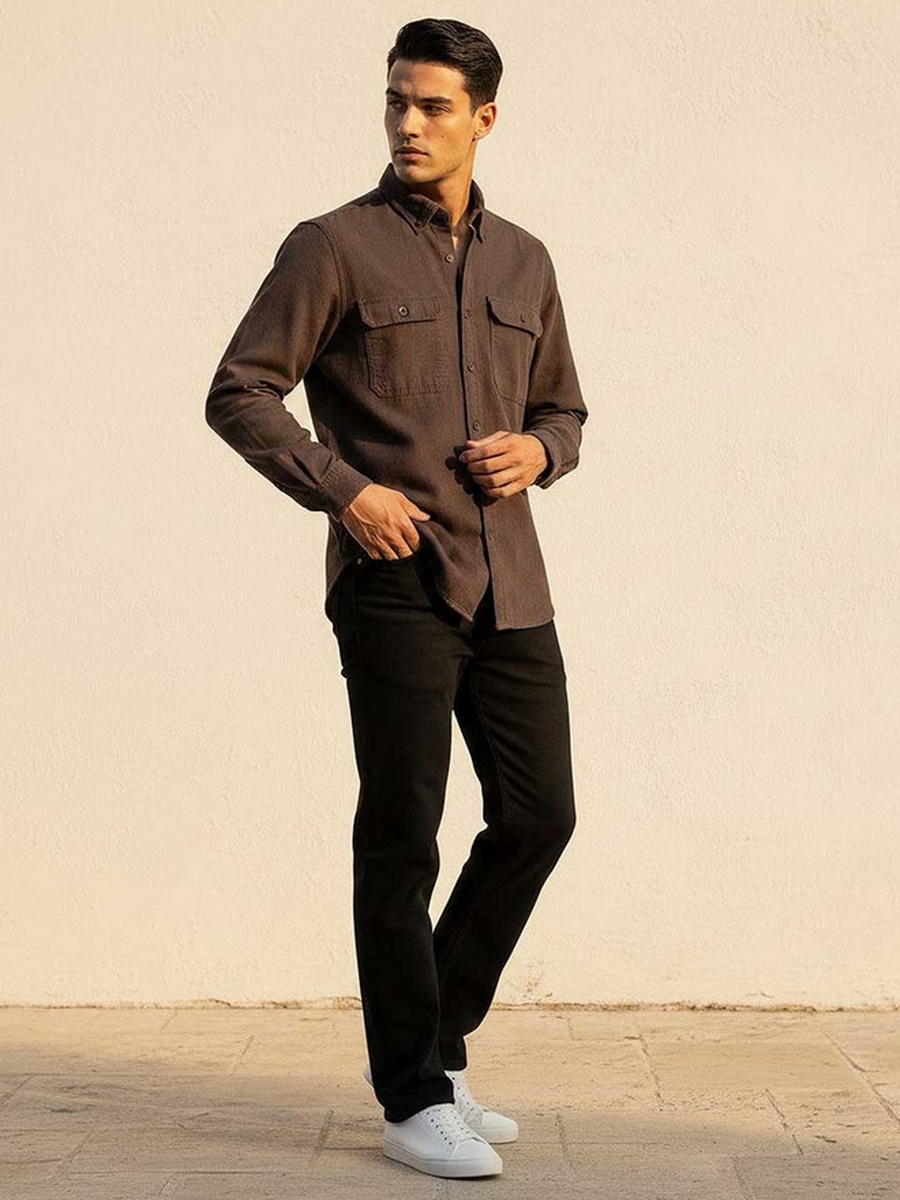 Button-Down Collar Long Sleeves Shirt