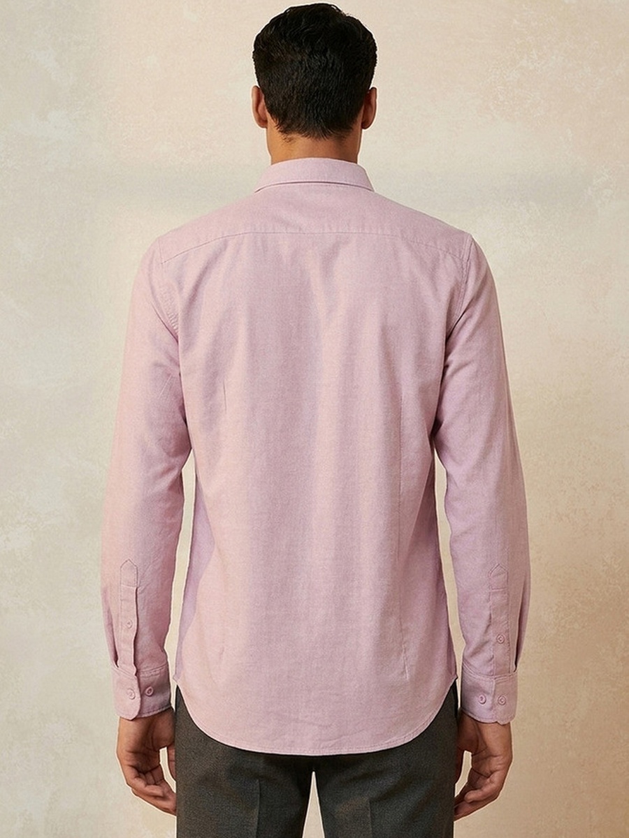 Regular Fit Button-Down Collar Textured Long Sleeves Shirt