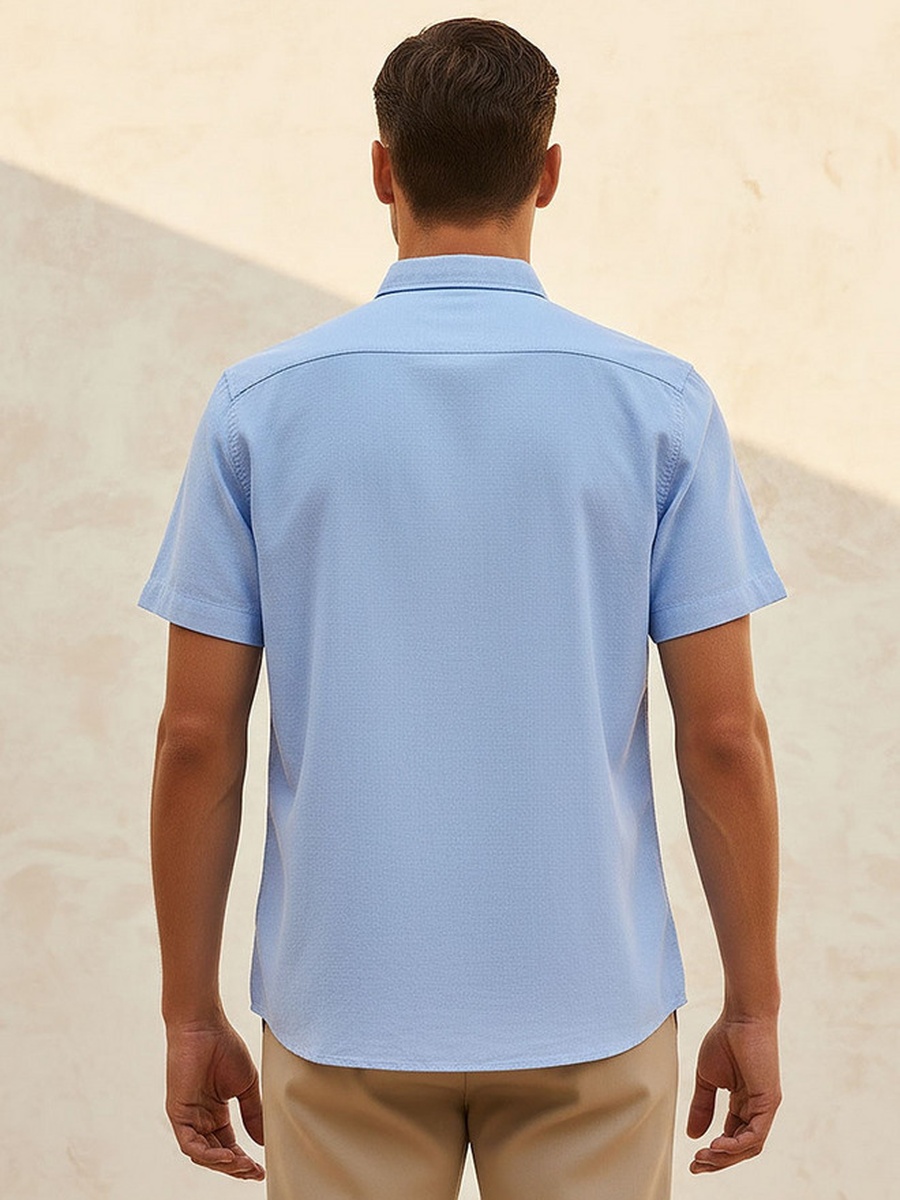 Regular Fit Collared Short Sleeves Shirt