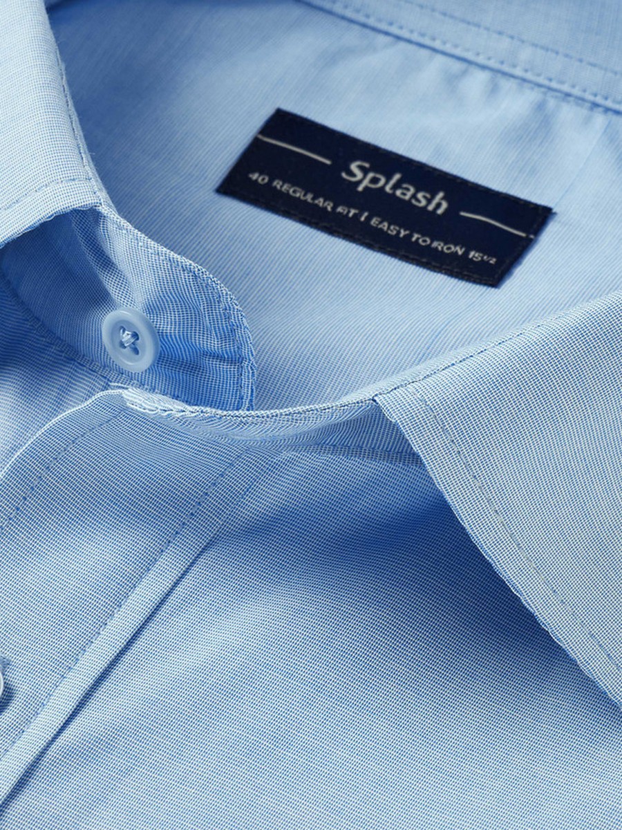 Regular Fit Collared Textured Long Sleeves Shirt