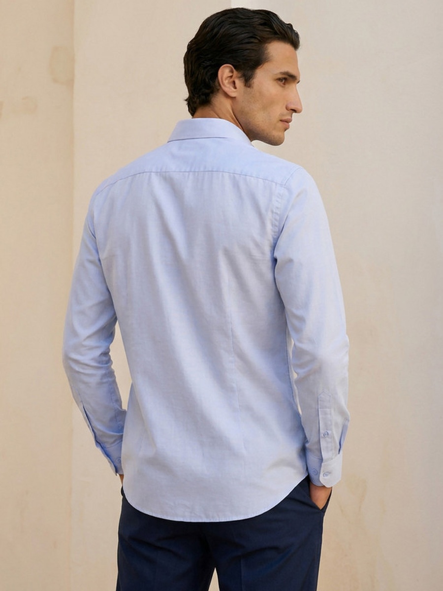 Regular Fit Collared Textured Long Sleeves Shirt