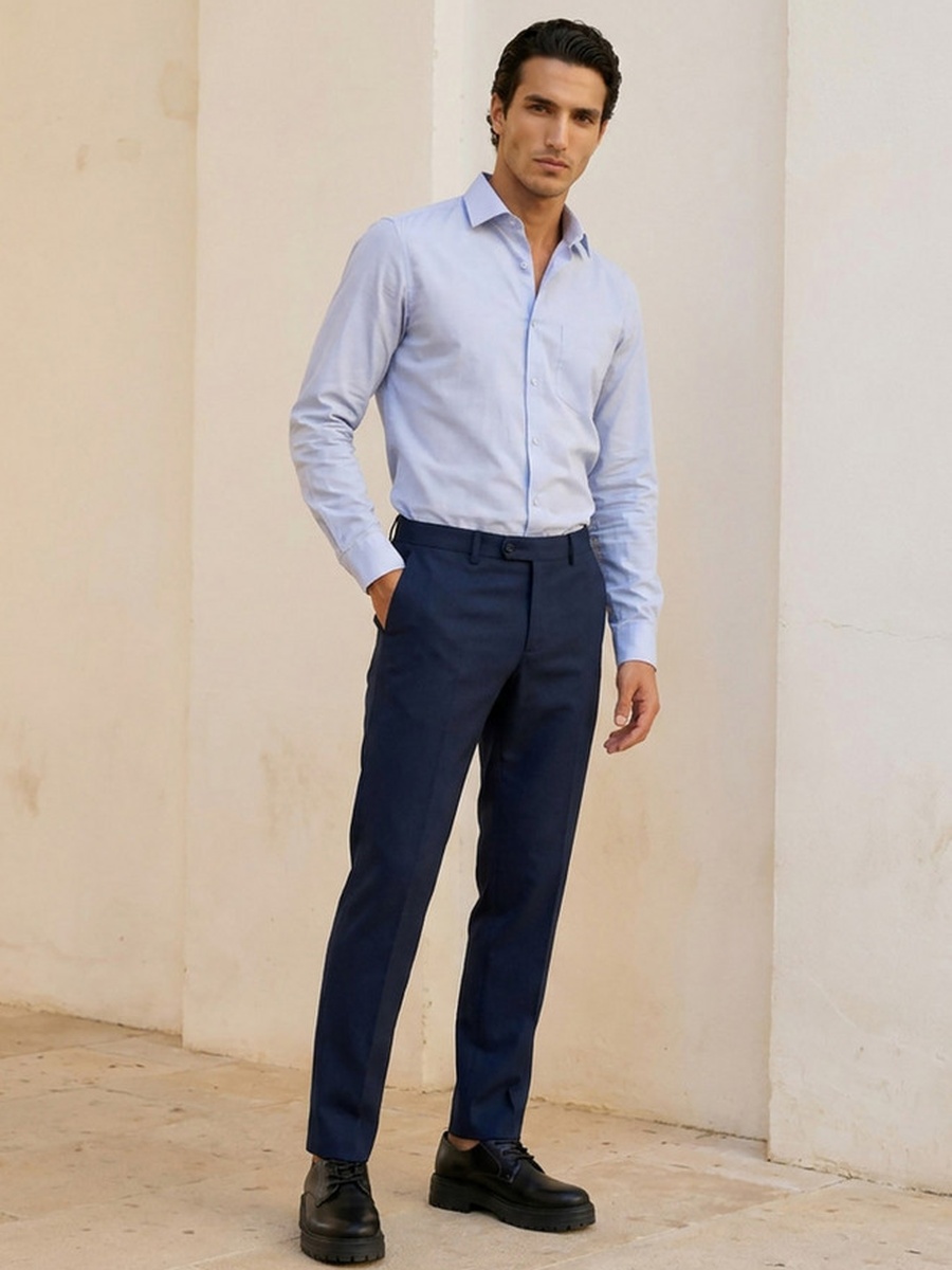 Regular Fit Collared Textured Long Sleeves Shirt