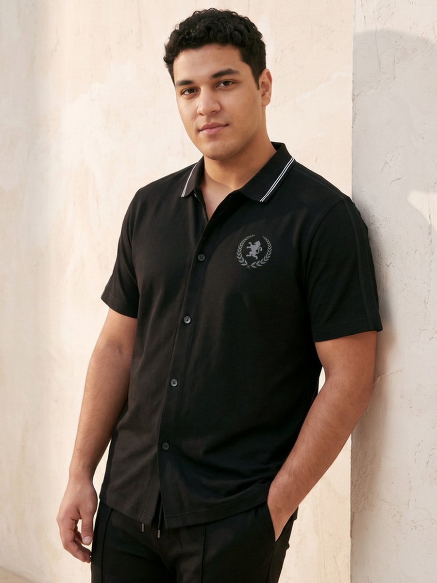 Plus Regular Fit Collared Panelled Polo Shirt