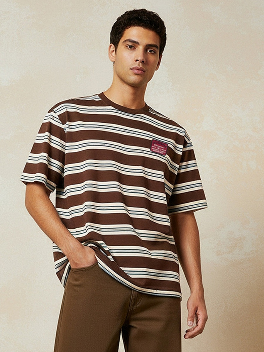 Regular Fit Crew Neck Short Sleeves Striped T-Shirt