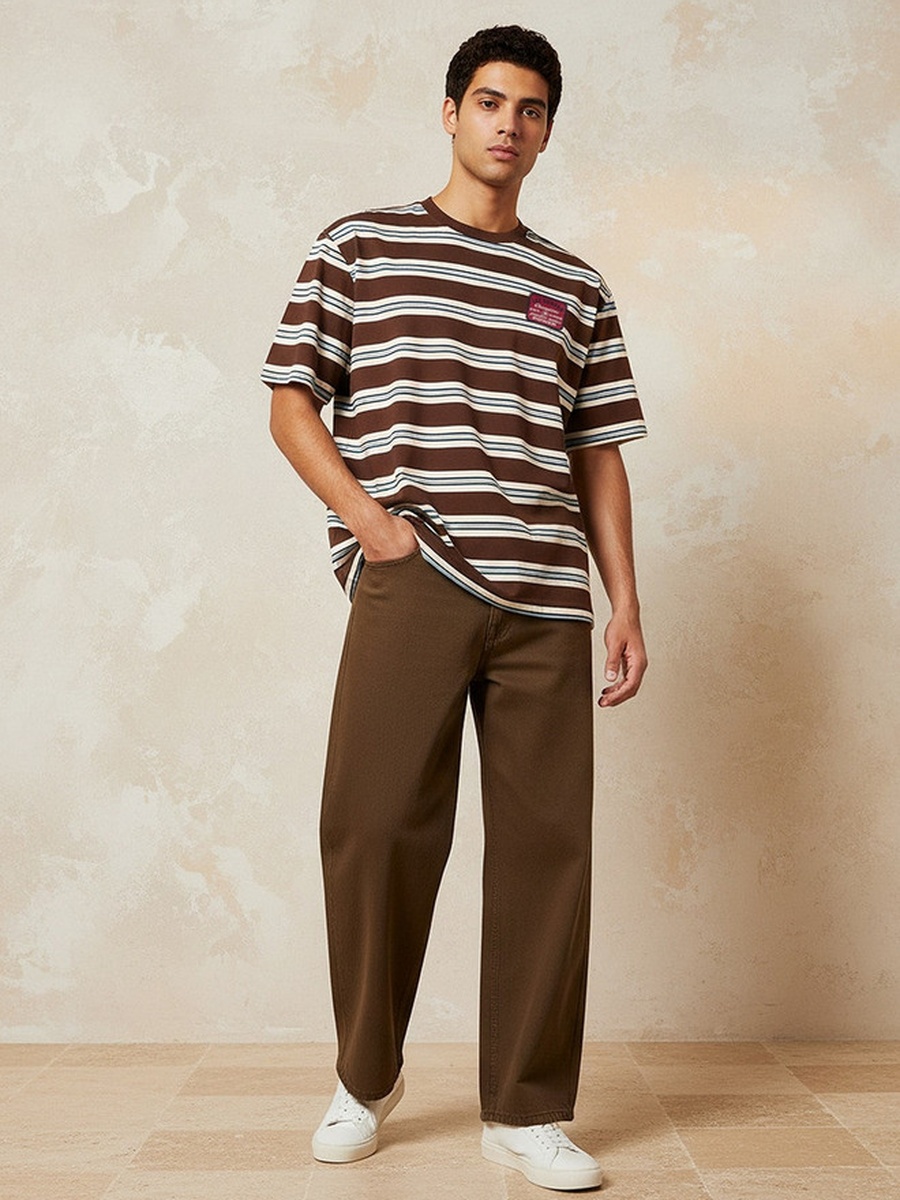Regular Fit Crew Neck Short Sleeves Striped T-Shirt