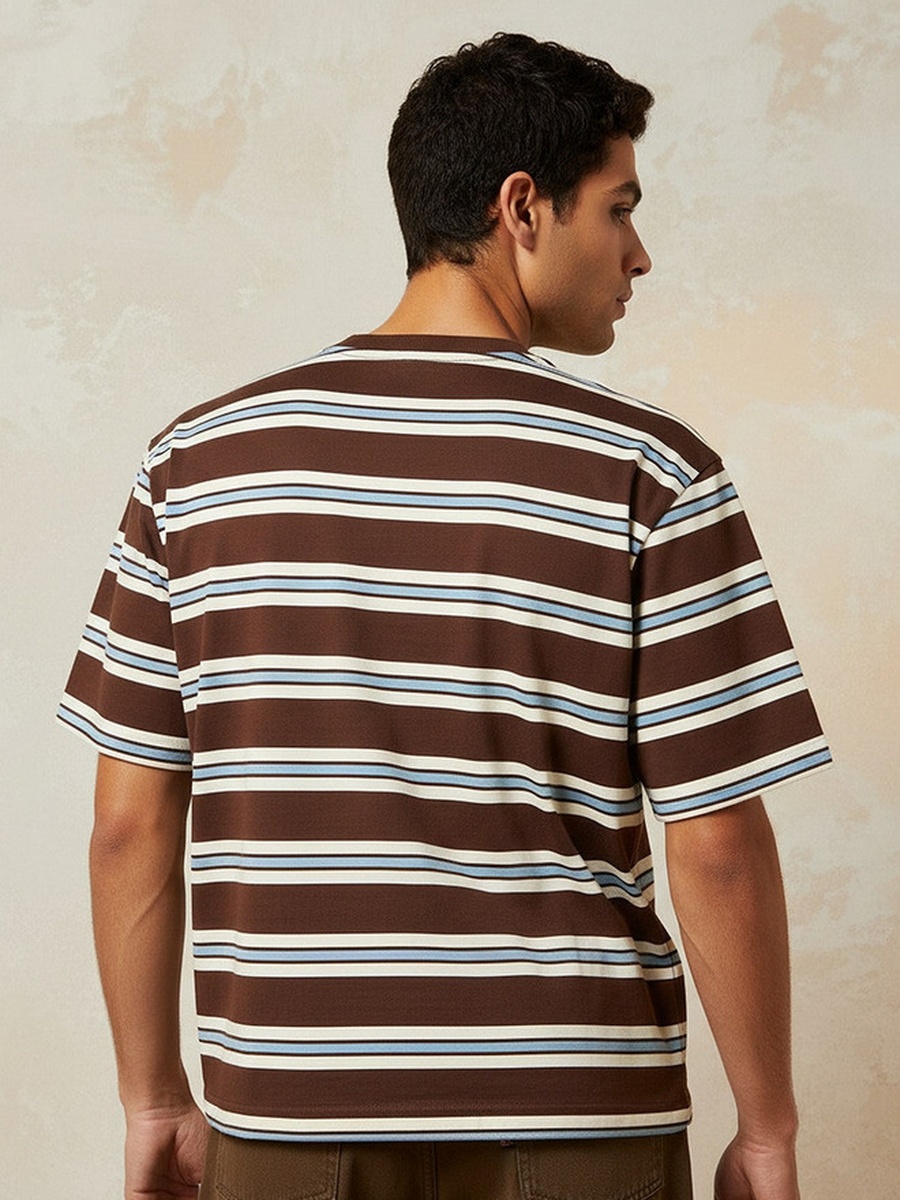 Regular Fit Crew Neck Short Sleeves Striped T-Shirt