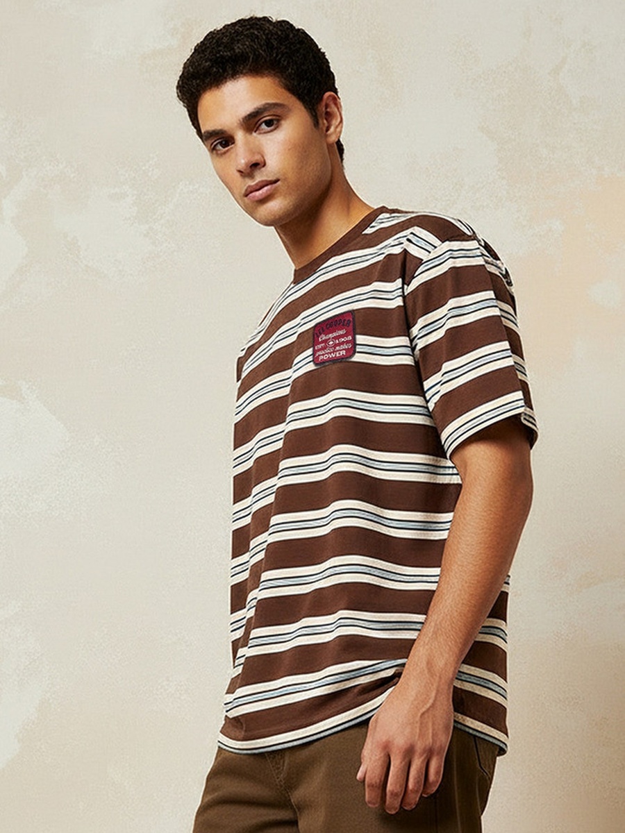 Regular Fit Crew Neck Short Sleeves Striped T-Shirt