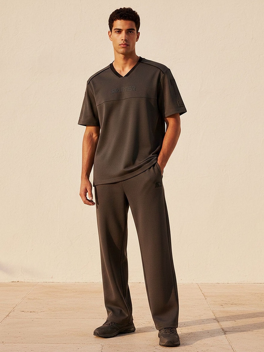 Regular Fit V-Neck Panelled T-Shirt