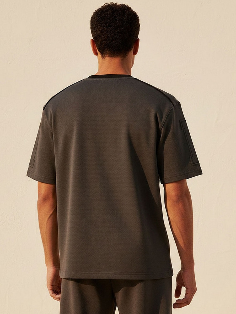 Regular Fit V-Neck Panelled T-Shirt