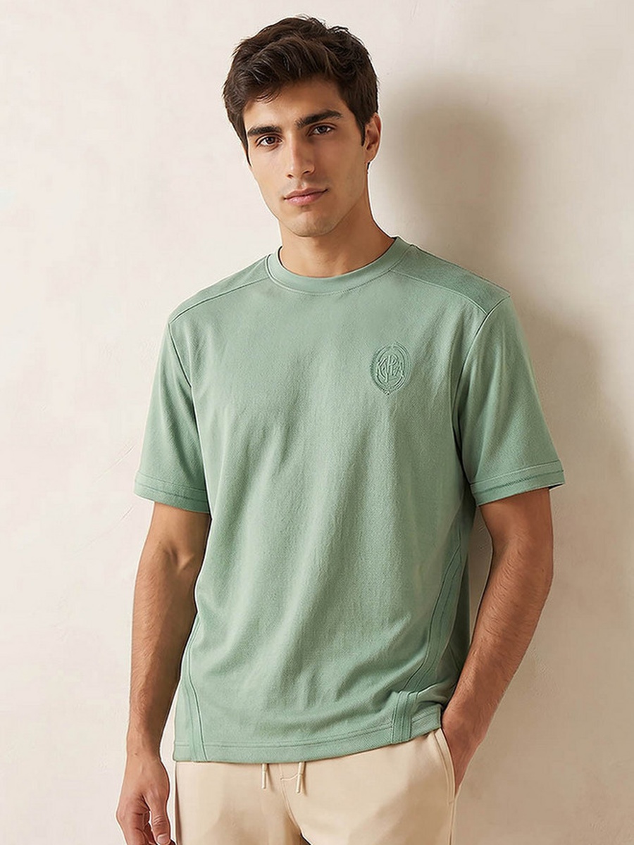 Crew Neck Short Sleeves Panelled T-Shirt
