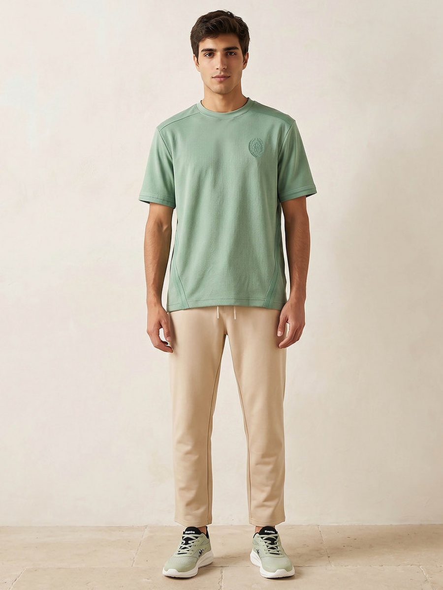 Crew Neck Short Sleeves Panelled T-Shirt