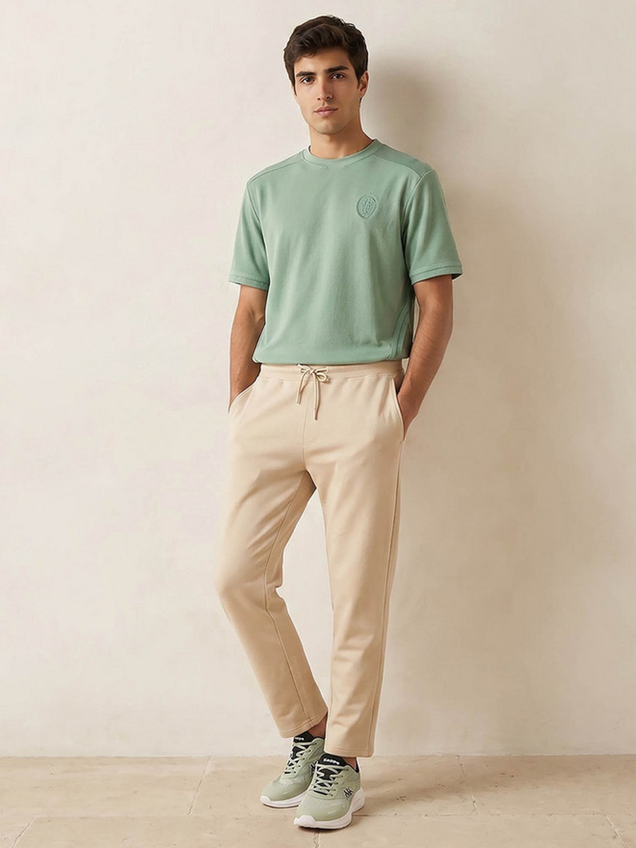 Crew Neck Short Sleeves Panelled T-Shirt