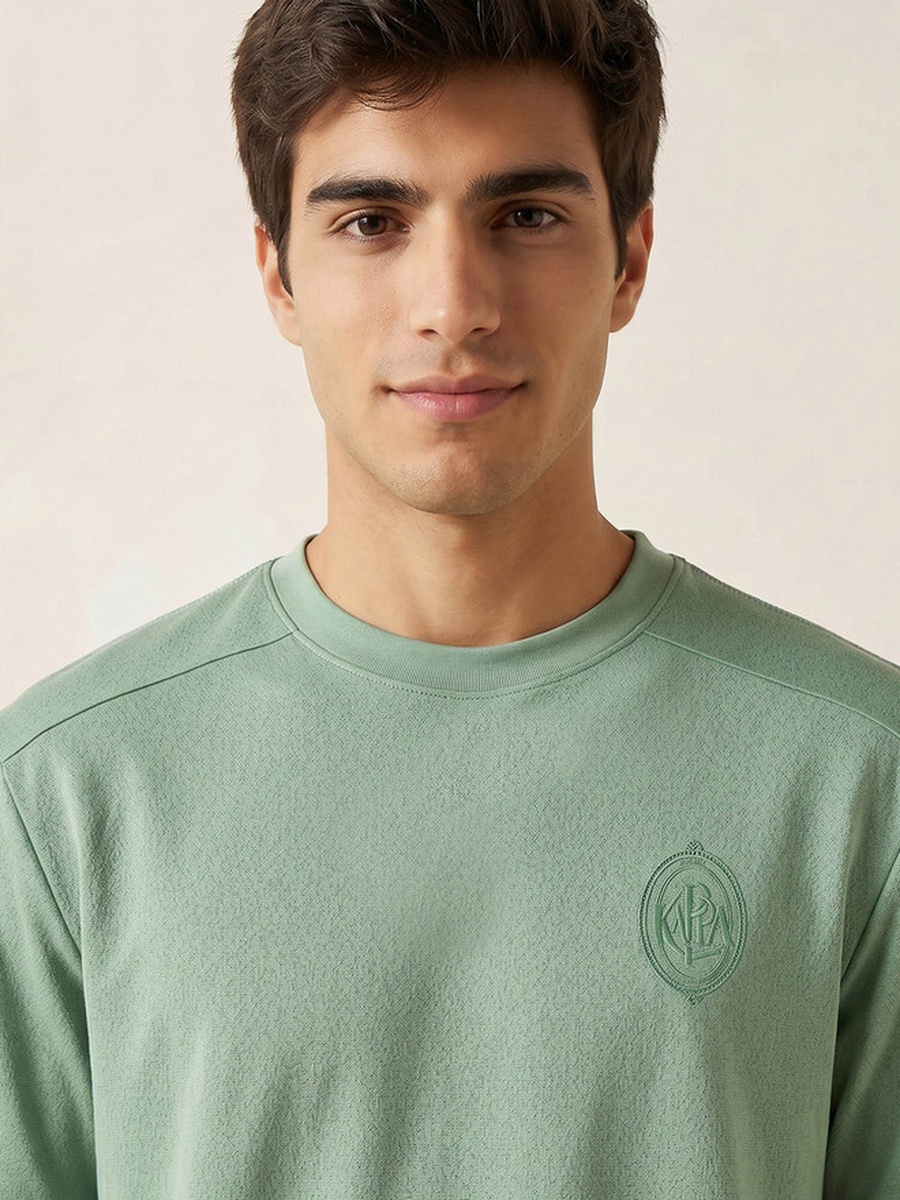 Crew Neck Short Sleeves Panelled T-Shirt