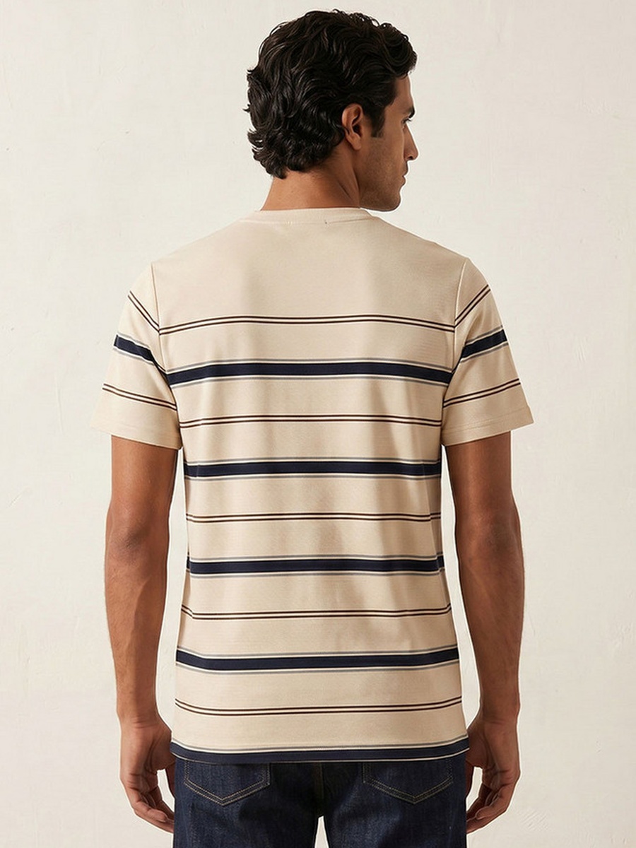 Crew Neck Short Sleeves Striped T-Shirt