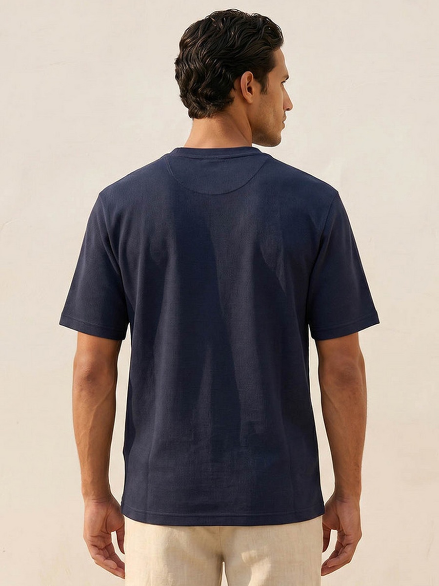 Regular Fit Crew Neck Short Sleeves Textured T-Shirt