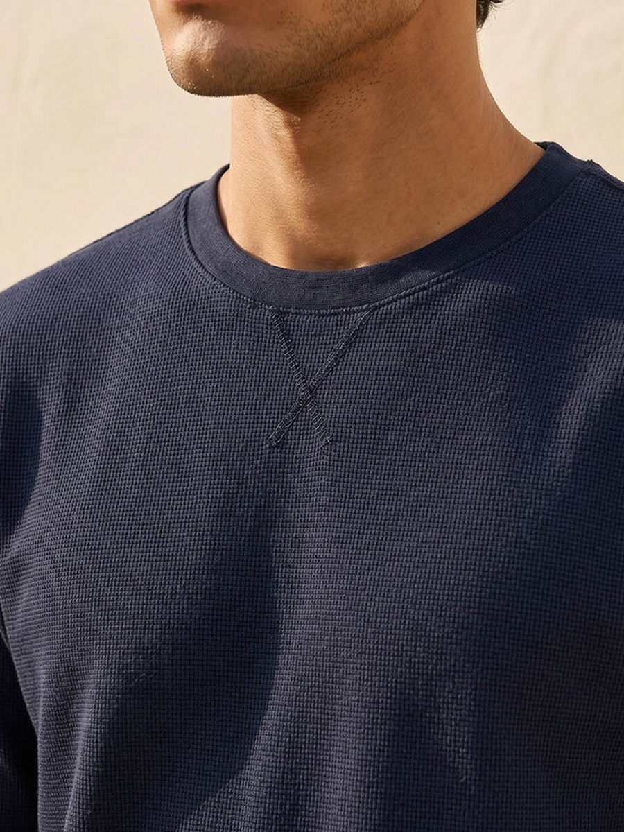 Regular Fit Crew Neck Short Sleeves Textured T-Shirt