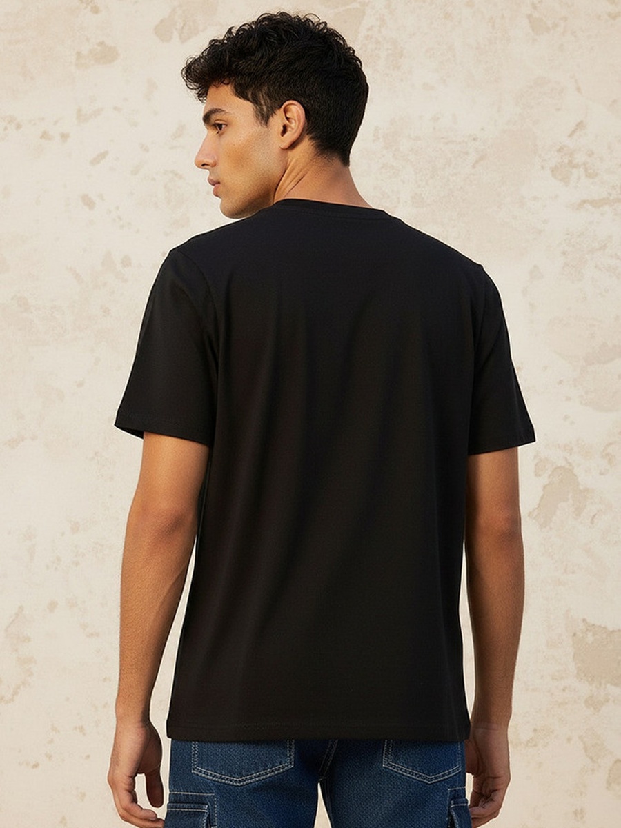 Slim Fit Crew Neck Short Sleeves Typographic Print T-Shirt
