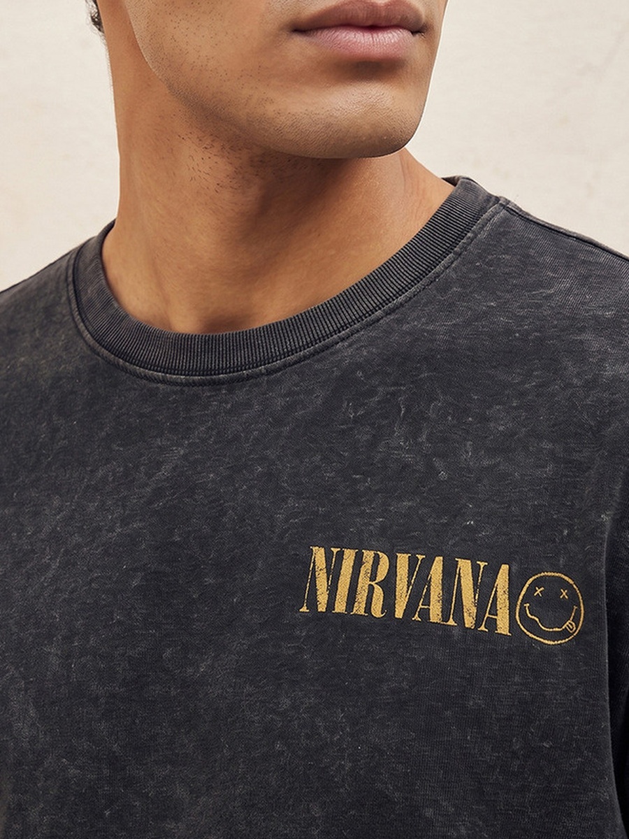 Nirvana Regular Fit Crew Neck Short Sleeves Printed T-Shirt