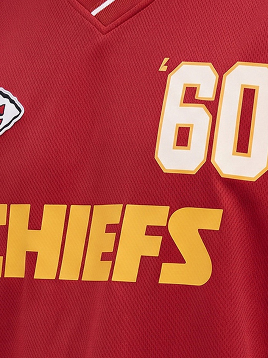 Kansas City Chiefs Regular Fit V-Neck Varsity Print T-Shirt
