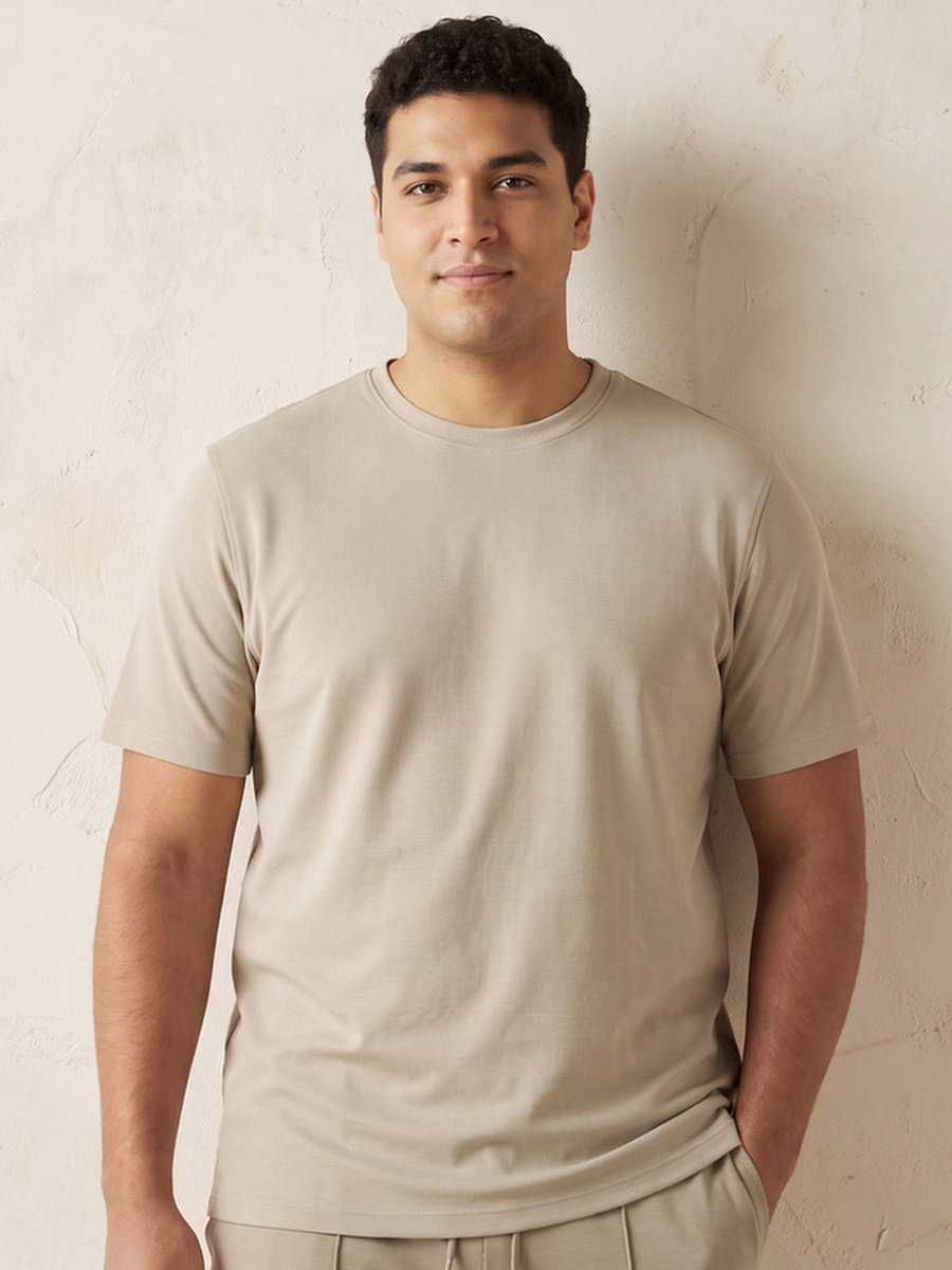Plus Regular Fit Crew Neck Short Sleeves Slogan Print T-Shirt