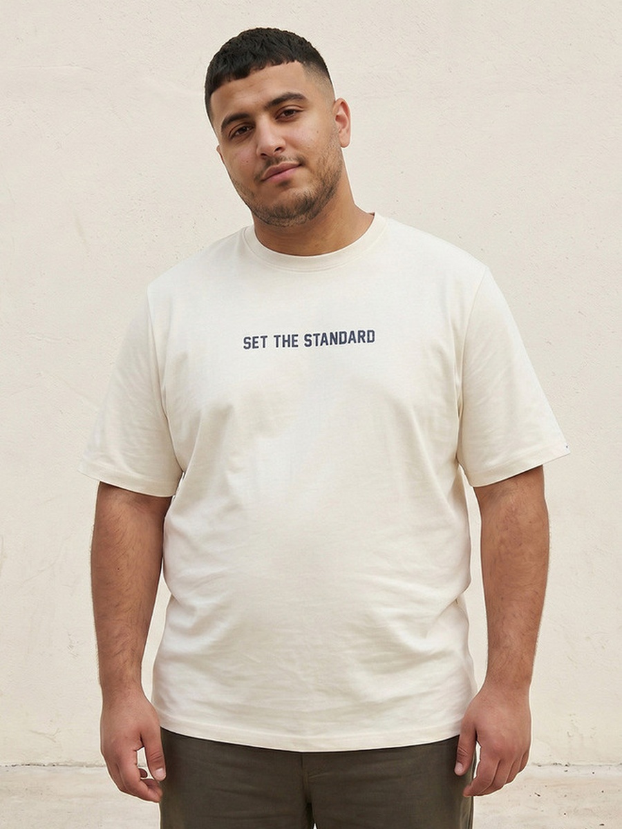 Plus Crew Neck Short Sleeves Slogan Print T-Shirt