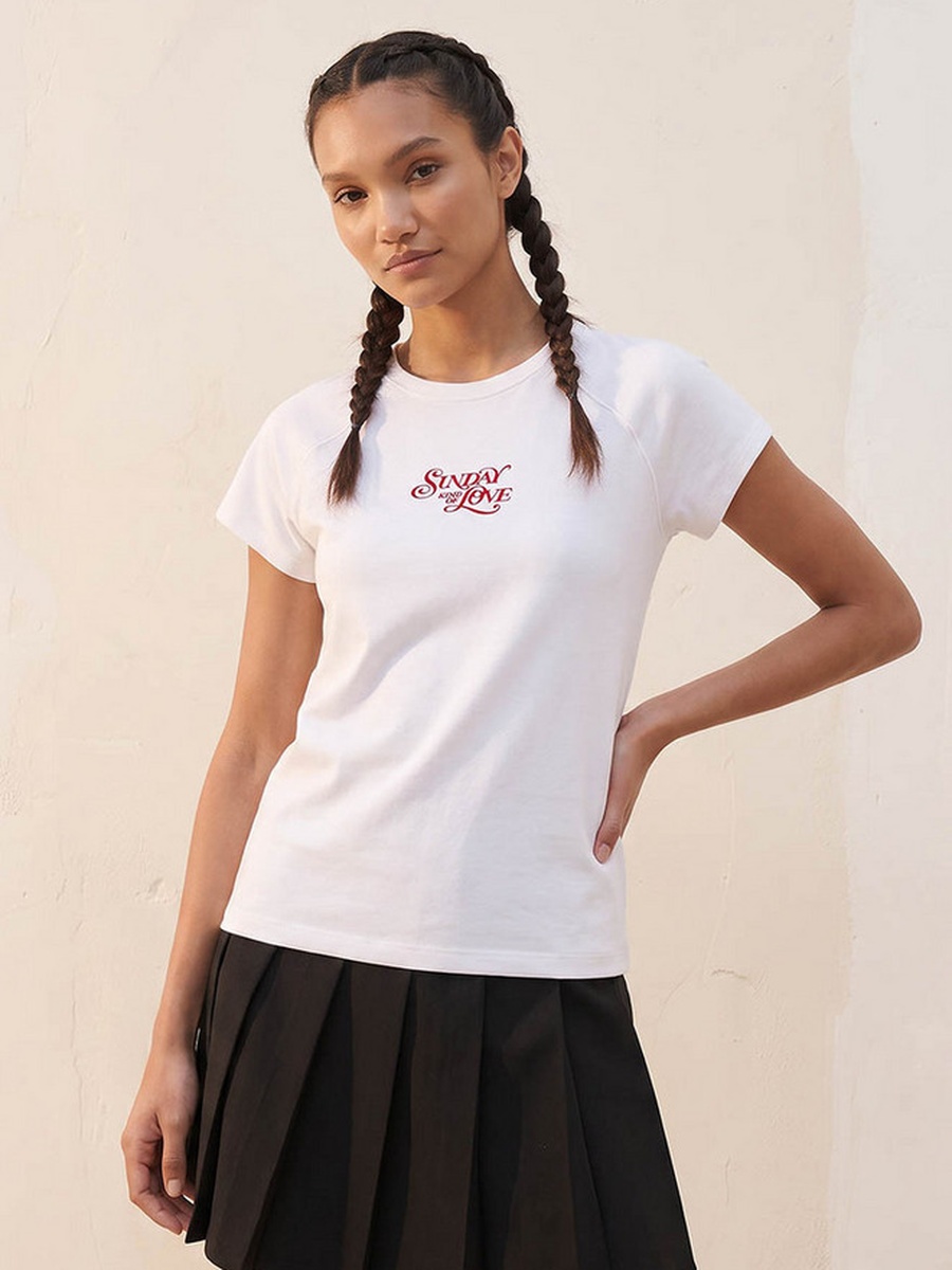 T-Shirt with Slogan Print