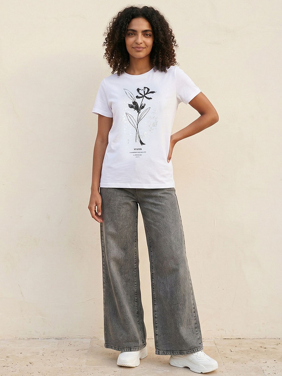 Cotton T-Shirt with Floral Print