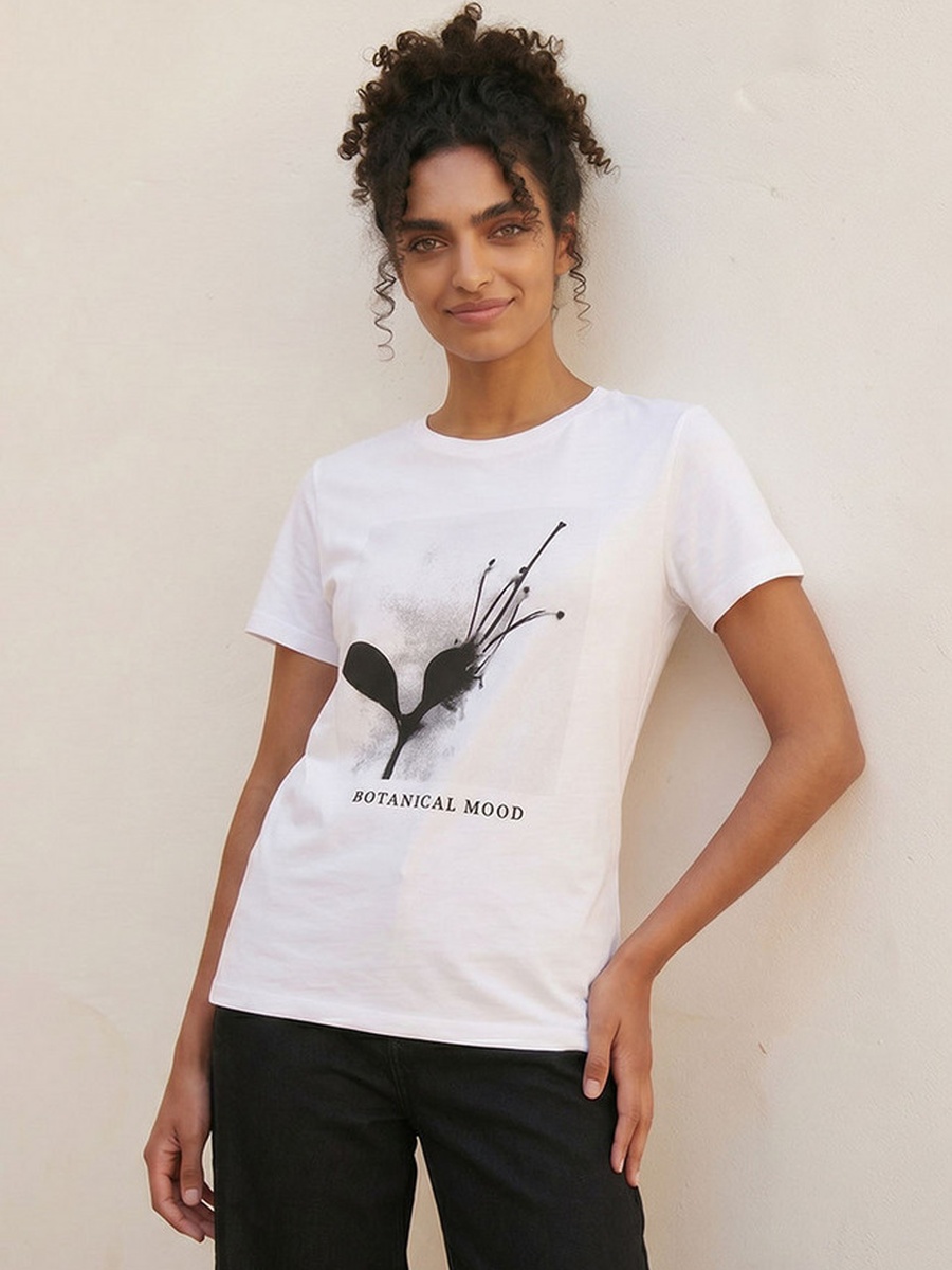 Cotton T-Shirt with Floral Print