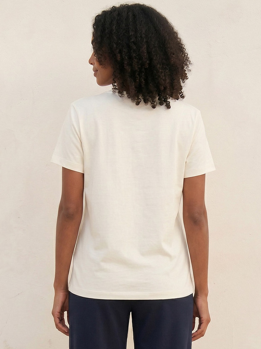 Cotton T-Shirt with Floral Applique
