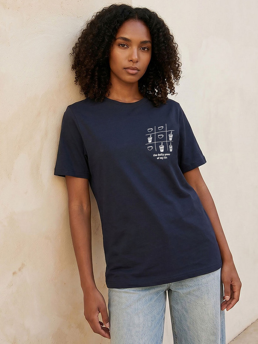 Cotton T-Shirt with Sketch Art Print