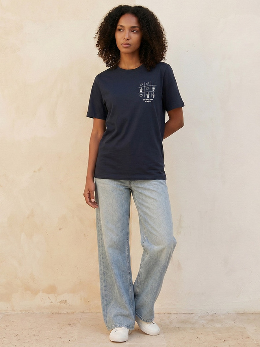 Cotton T-Shirt with Sketch Art Print