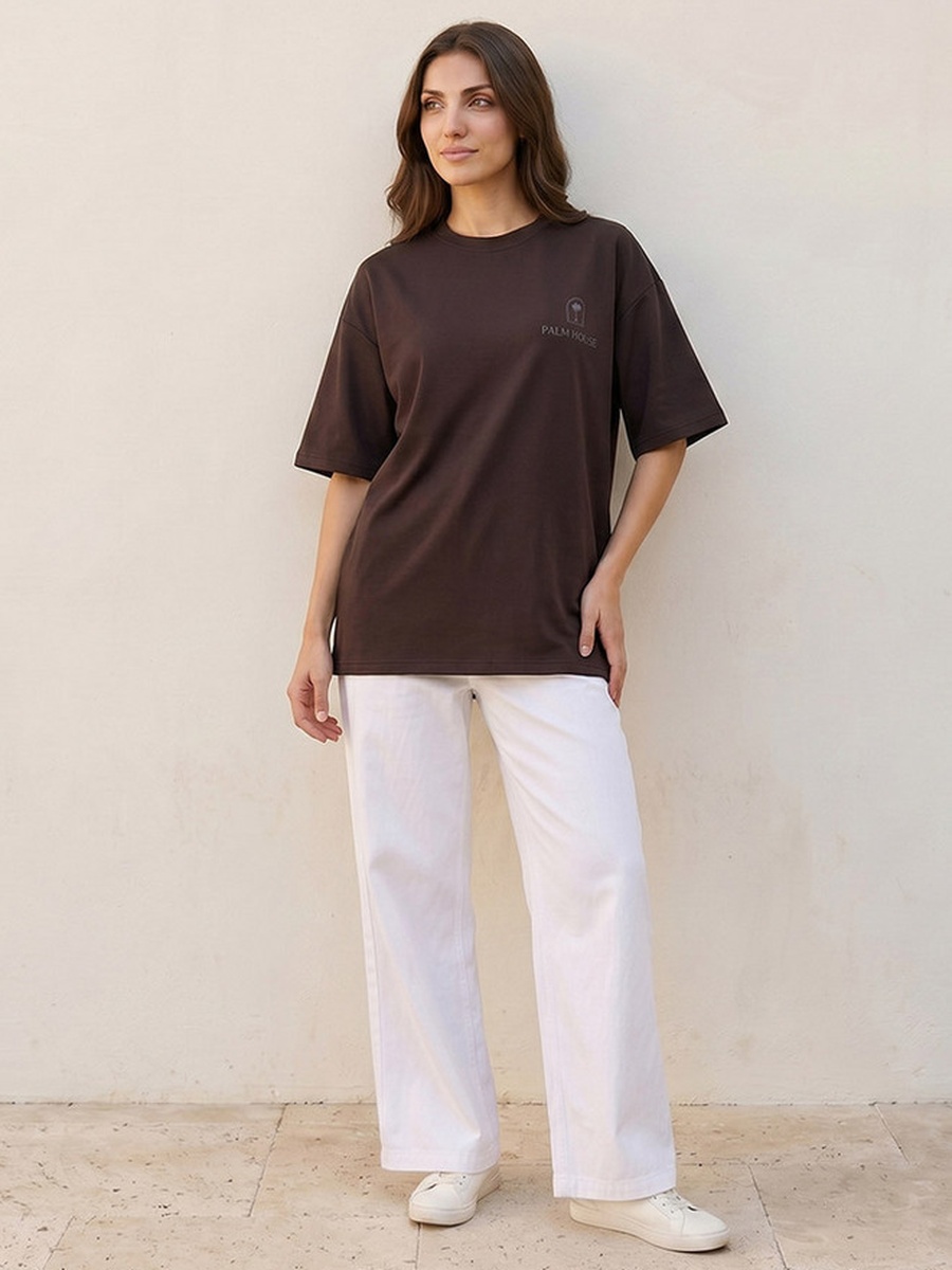 Boxy Fit T-Shirt with Slogan Print