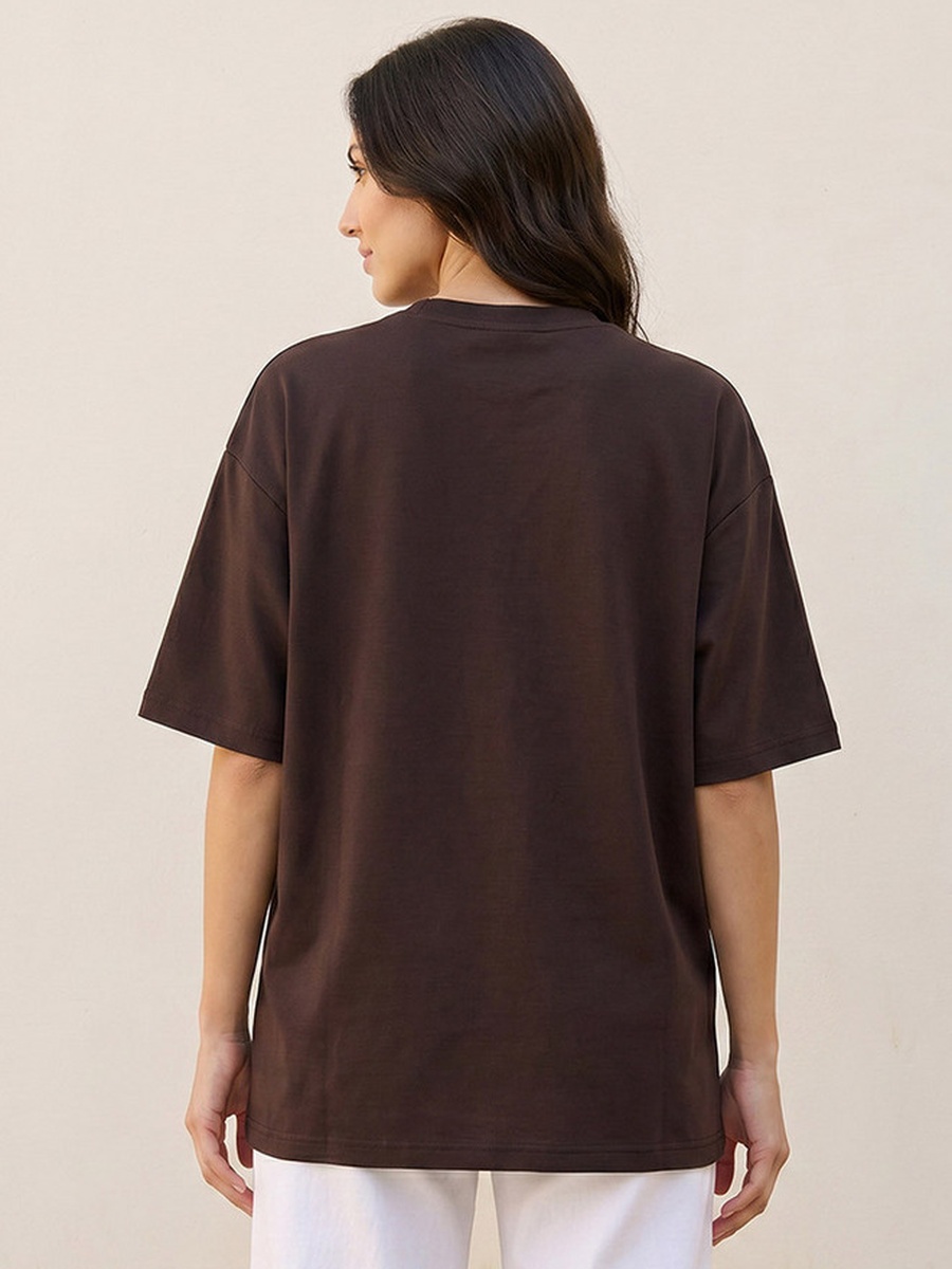 Boxy Fit T-Shirt with Slogan Print