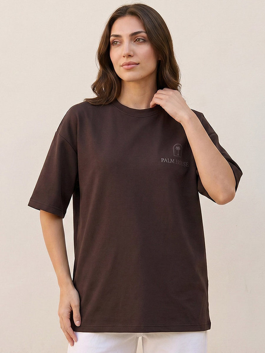 Boxy Fit T-Shirt with Slogan Print