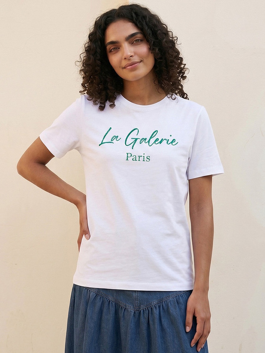 Cotton T-Shirt with Slogan Print