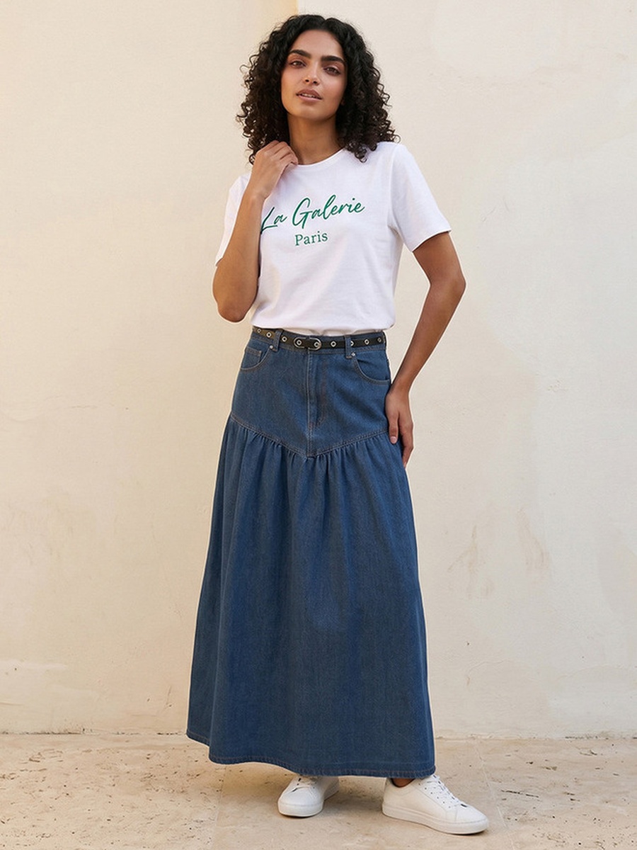 Cotton T-Shirt with Slogan Print