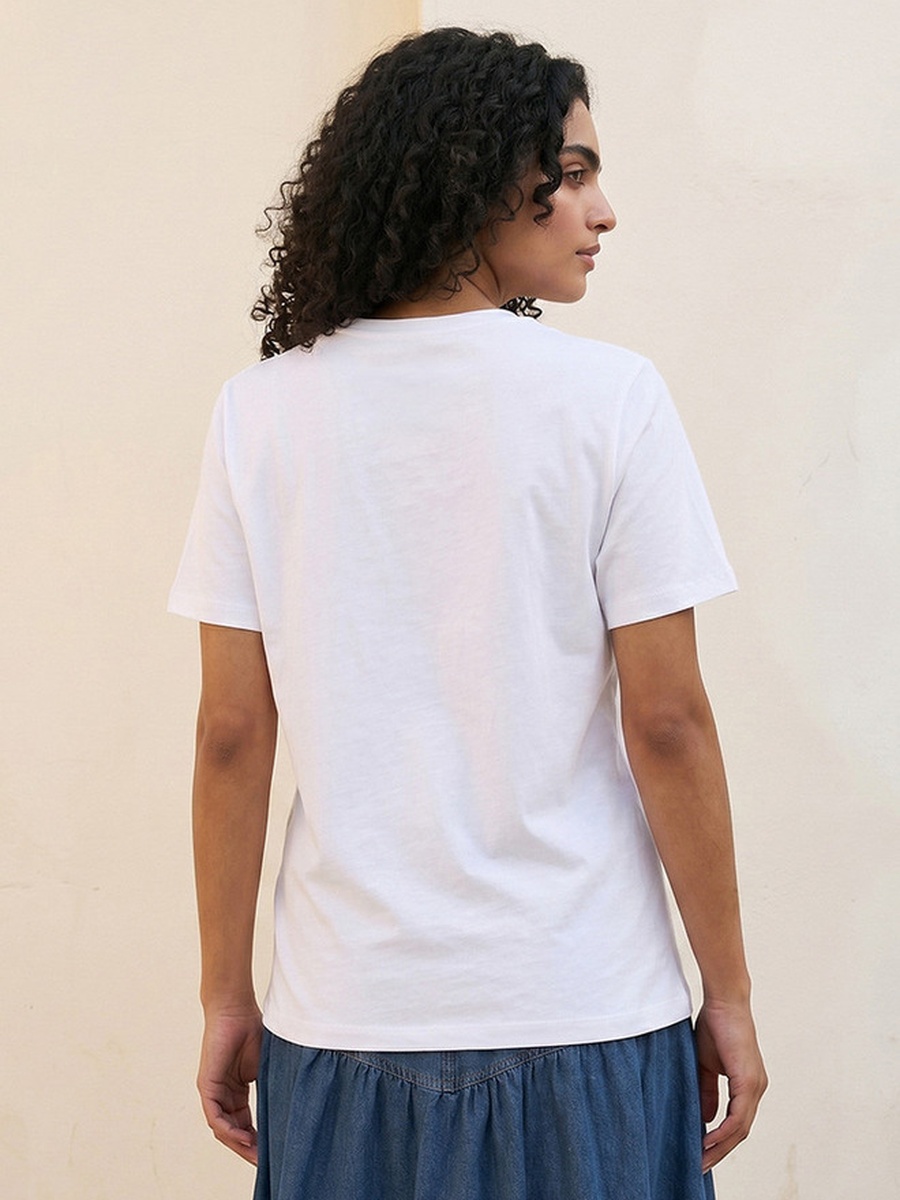 Cotton T-Shirt with Slogan Print