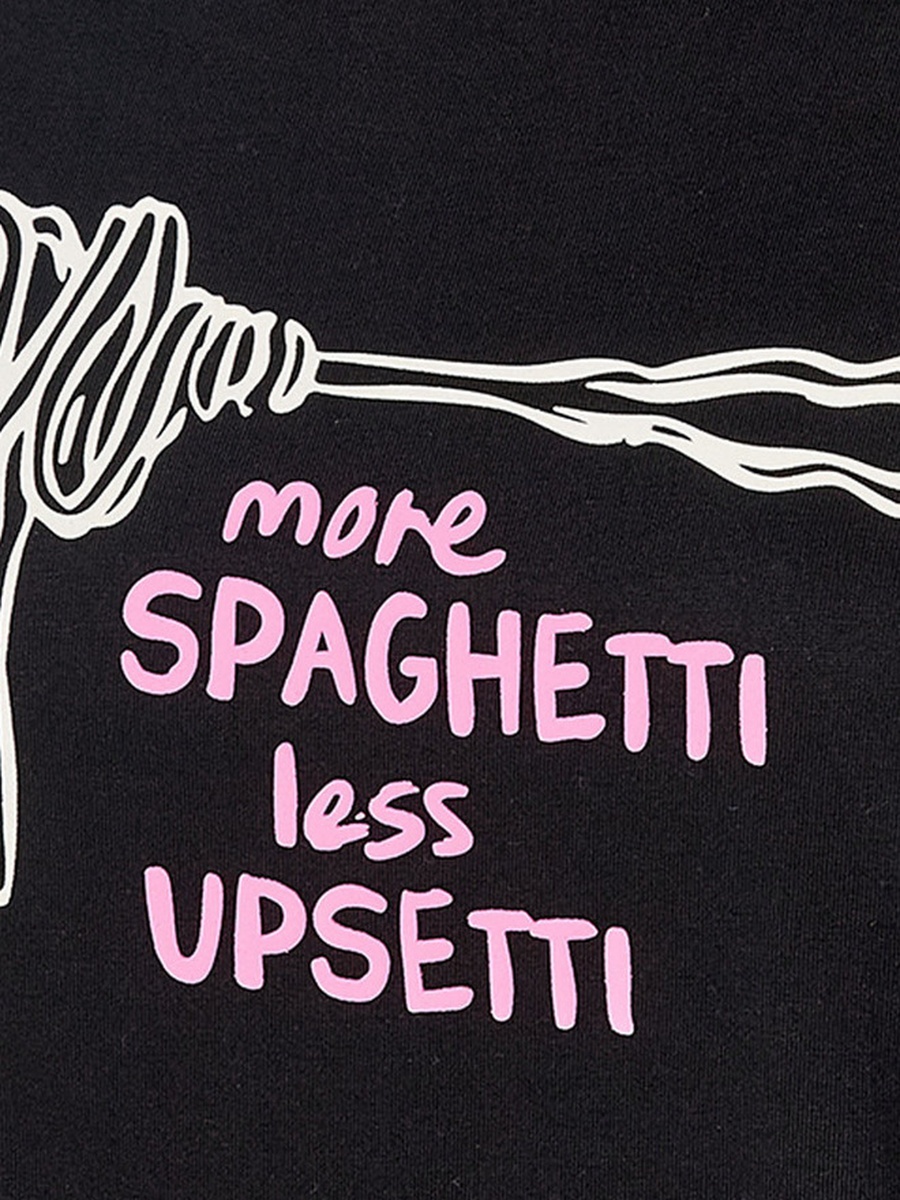Cotton T-Shirt with Spaghetti Print