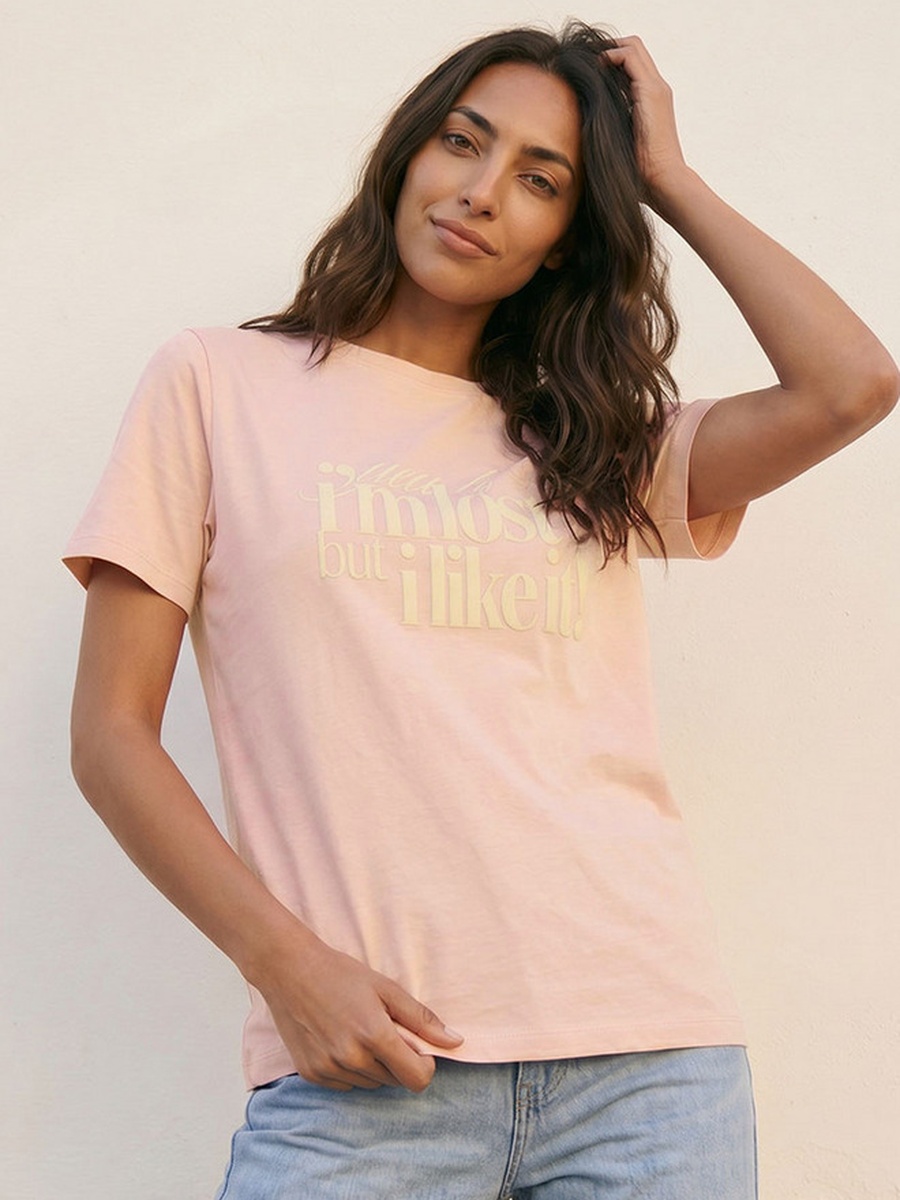 Cotton T-Shirt with Slogan Print