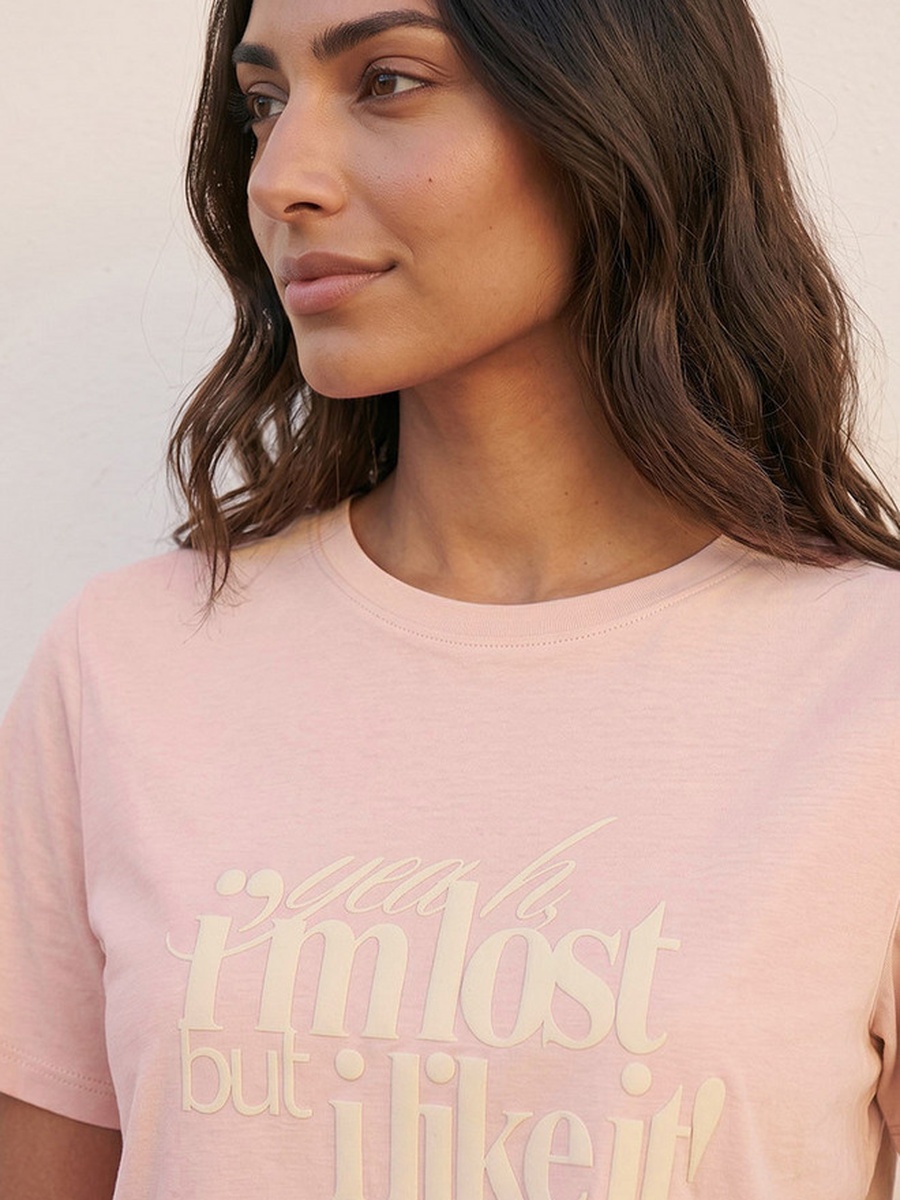 Cotton T-Shirt with Slogan Print