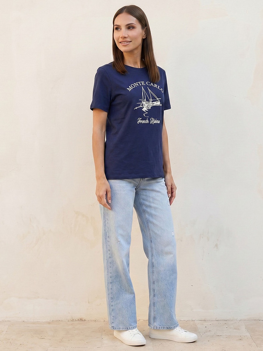 Cotton T-Shirt with Monte Carlo Print
