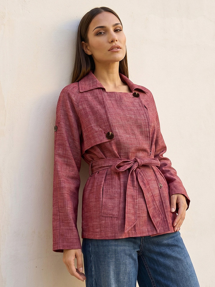 Shacket with Tie-Up Belt
