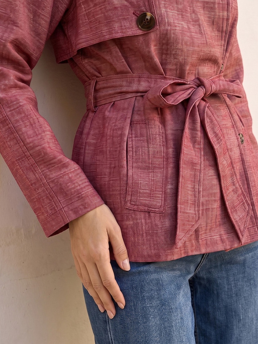 Shacket with Tie-Up Belt