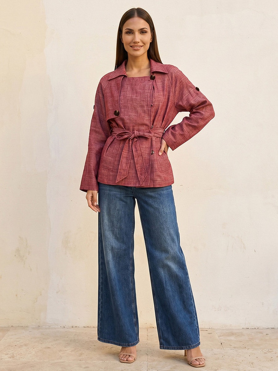 Shacket with Tie-Up Belt