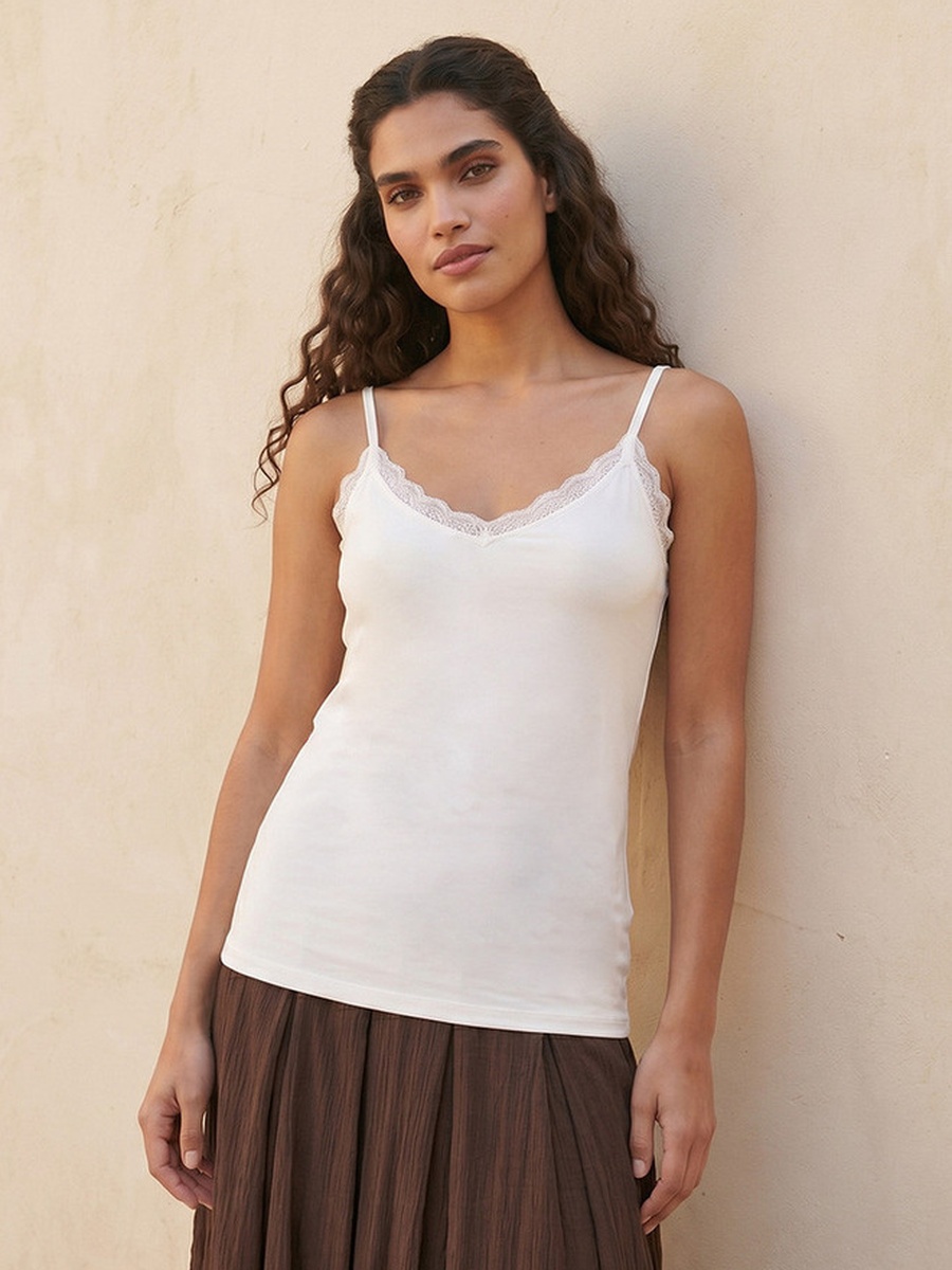 Slim Fit Camisole with Lace Trim